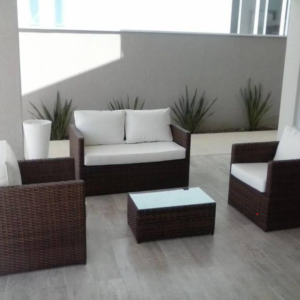 Conjunto Sofá Premium II 3 lugares + 2 Poltronas revestimento em Vime